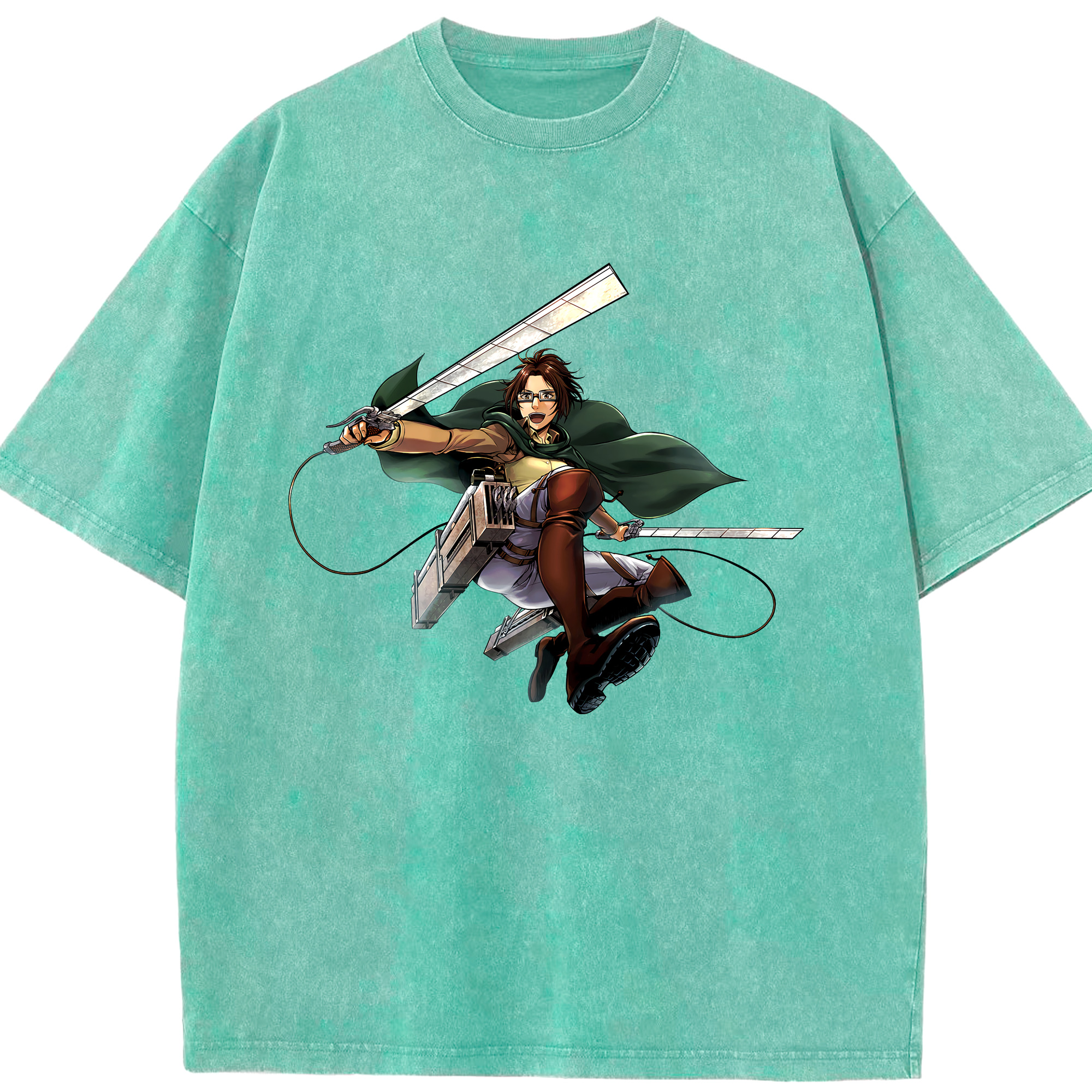 （画像用） 進撃の巨人 ハンジ·ゾエ Attack on Titan Hanji Zoe 綿100% ヴィンテージ風 半袖Tシャツ（フロントプリント）